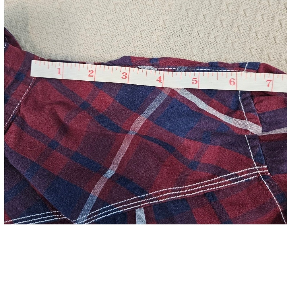 RECLAIM | Mens Athletic Fit Western Plaid Snap Button Down Shirt Red Navy XL - Picture 15 of 15